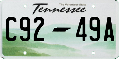 TN license plate C9249A