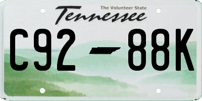 TN license plate C9288K