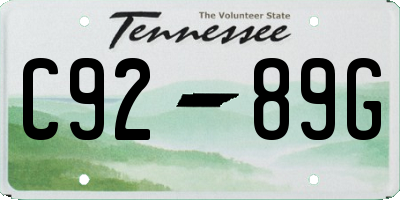 TN license plate C9289G