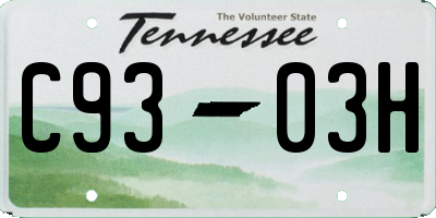 TN license plate C9303H