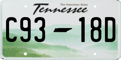 TN license plate C9318D