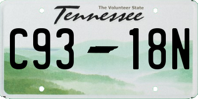 TN license plate C9318N