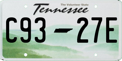 TN license plate C9327E