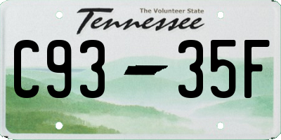 TN license plate C9335F