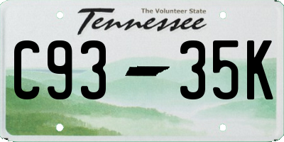 TN license plate C9335K