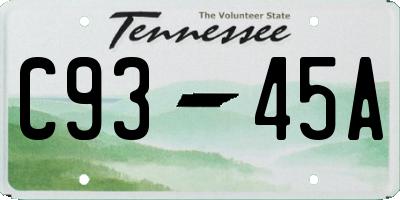 TN license plate C9345A