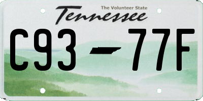 TN license plate C9377F