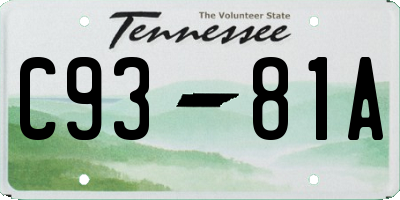 TN license plate C9381A