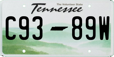 TN license plate C9389W