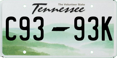 TN license plate C9393K