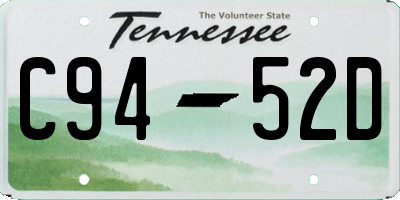 TN license plate C9452D
