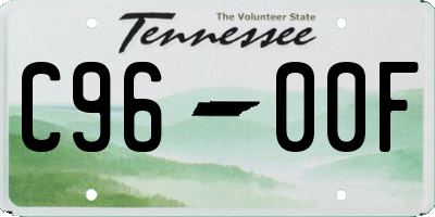 TN license plate C9600F