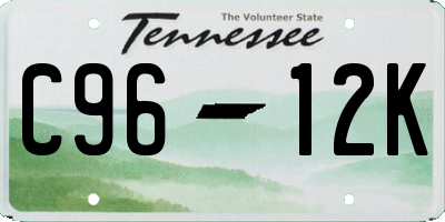 TN license plate C9612K