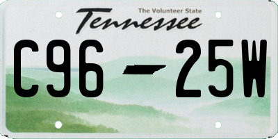 TN license plate C9625W