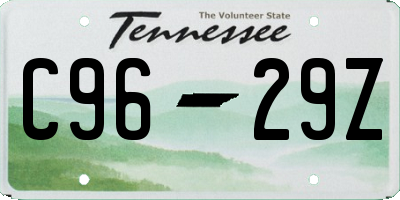 TN license plate C9629Z