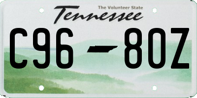 TN license plate C9680Z