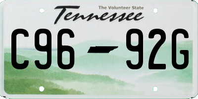 TN license plate C9692G