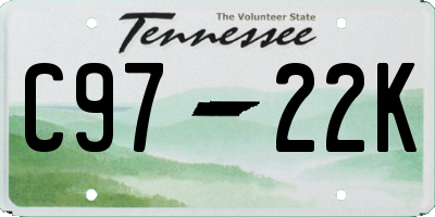TN license plate C9722K
