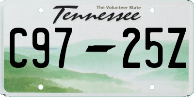 TN license plate C9725Z