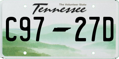 TN license plate C9727D