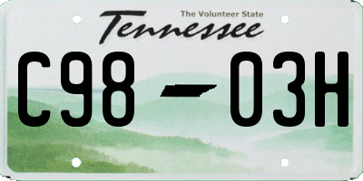 TN license plate C9803H