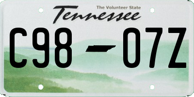 TN license plate C9807Z