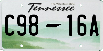 TN license plate C9816A