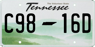 TN license plate C9816D