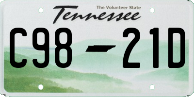 TN license plate C9821D
