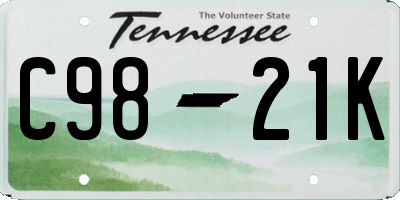 TN license plate C9821K