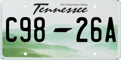 TN license plate C9826A