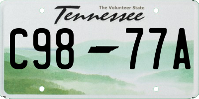 TN license plate C9877A