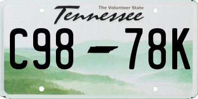 TN license plate C9878K