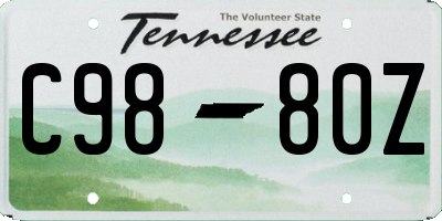 TN license plate C9880Z