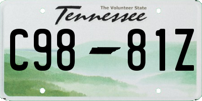 TN license plate C9881Z