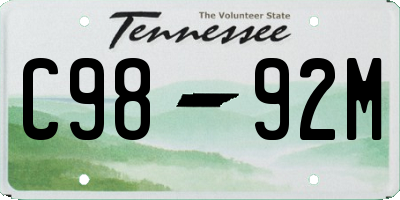 TN license plate C9892M
