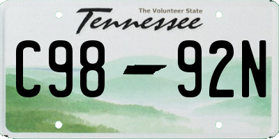 TN license plate C9892N