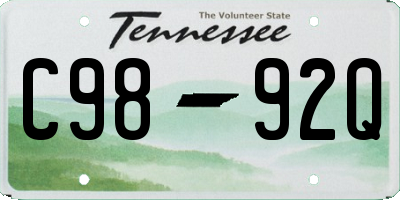 TN license plate C9892Q