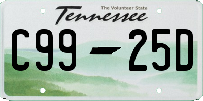 TN license plate C9925D