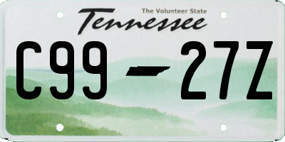 TN license plate C9927Z