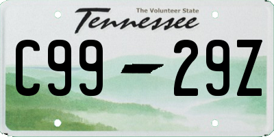TN license plate C9929Z