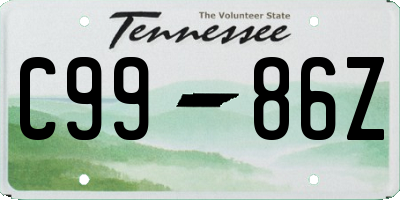 TN license plate C9986Z