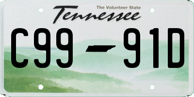 TN license plate C9991D