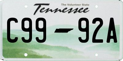 TN license plate C9992A