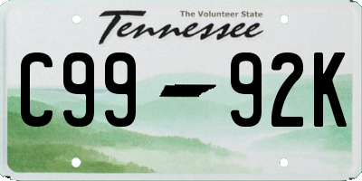 TN license plate C9992K