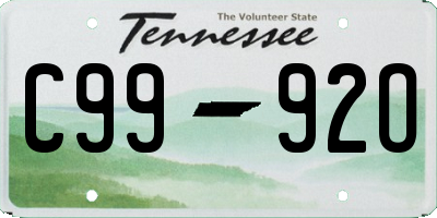 TN license plate C9992O