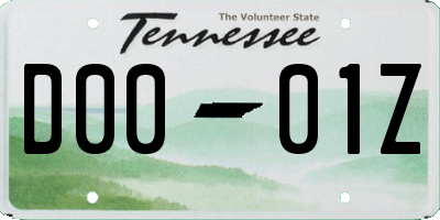TN license plate D0001Z