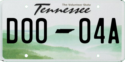 TN license plate D0004A