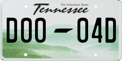 TN license plate D0004D
