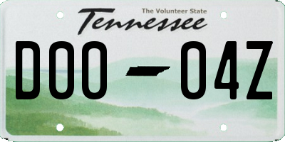 TN license plate D0004Z